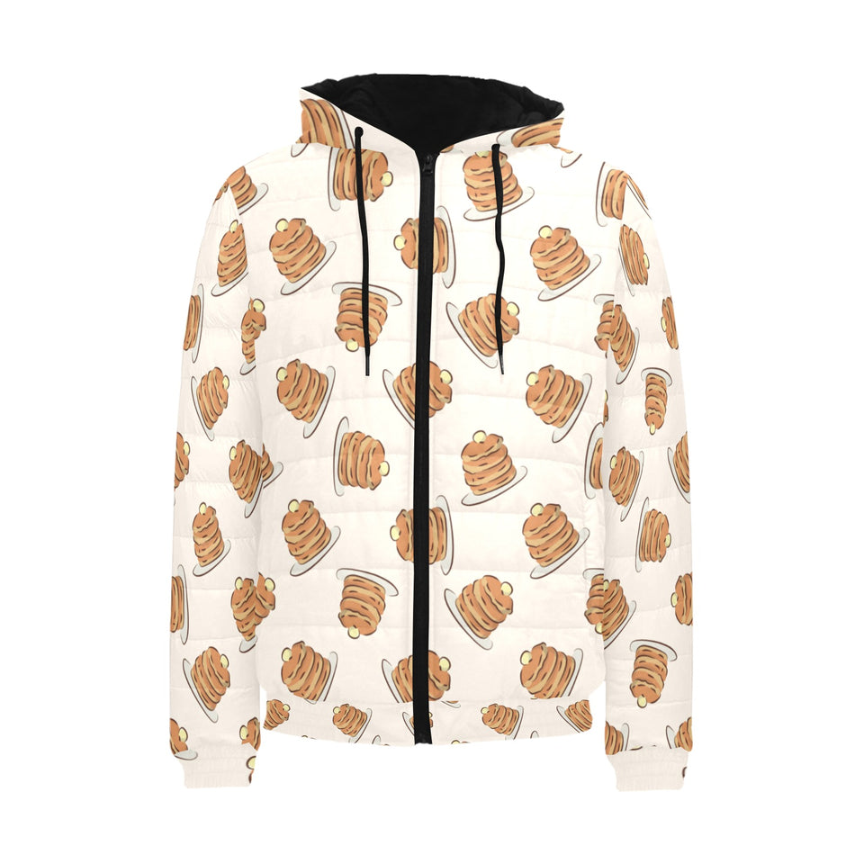 Pancake Pattern Print Design 01 Men's Padded Hooded Jacket