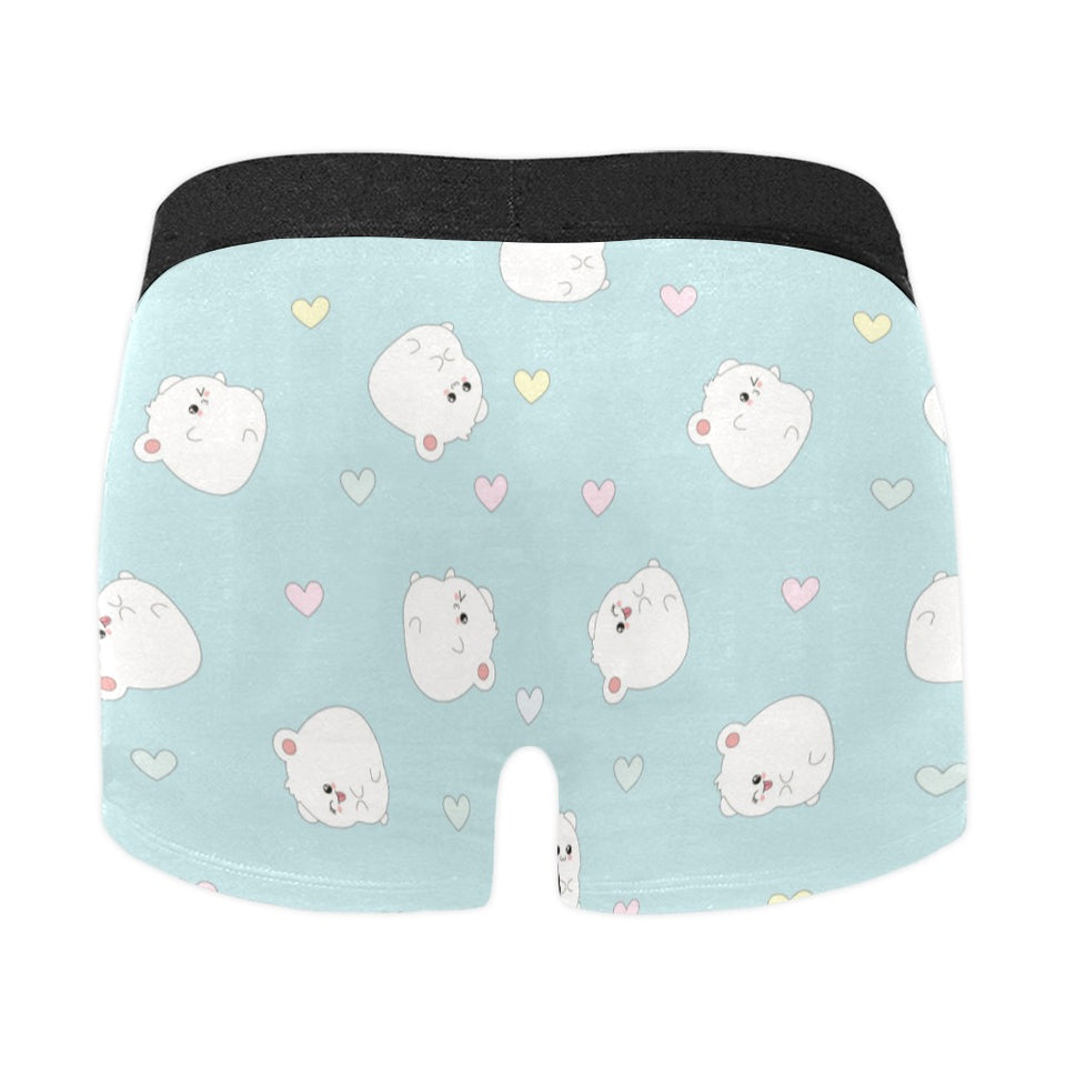 White cute hamsters heart pattern Men's All Over Print Boxer Briefs Men's Underwear