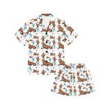 sea lion Seals jellyfish pattern Kids' Boys' Girls' V-Neck Short Pajama Set