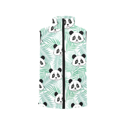 Panda pattern tropical leaves background Men's Padded Vest