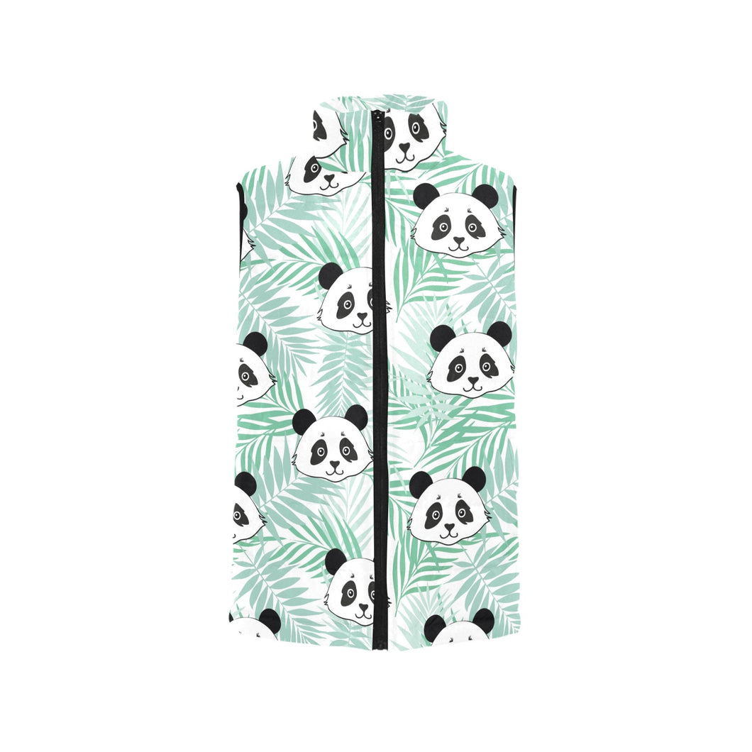 Panda pattern tropical leaves background Men's Padded Vest
