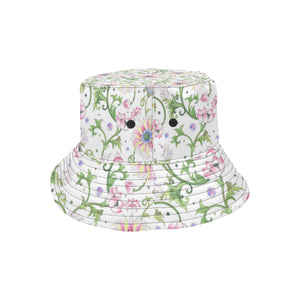 Beautiful pink lotus waterlily leaves pattern Unisex Bucket Hat