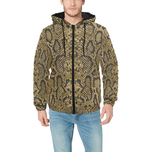 Snake skin pattern Men's Padded Hooded Jacket