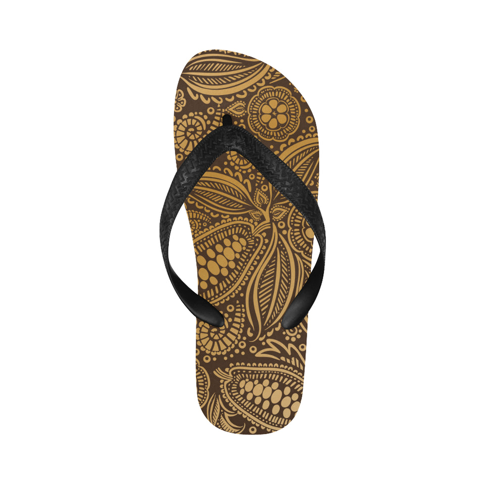 cacao beans tribal polynesian pattern background Unisex Flip Flops