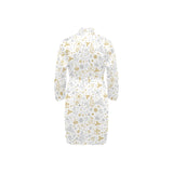 Christmas tree Christmas element Silver gold patte Men's Long Sleeve Belted Night Robe