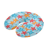 Blue red orange starfish pattern U-Shaped Travel Neck Pillow