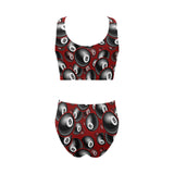 Billiard Ball Pattern Print Design 05 Chest Bowknot High Waisted Bikini Swimsuit
