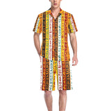 Egypt Hieroglyphics Pattern Print Design 01 Men's V-Neck Short Pajama Set
