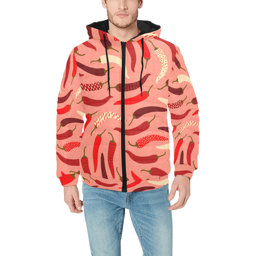 Beautiful Chili peppers pattern Men's Padded Hooded Jacket