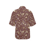 Coffee bean flower pattern Women's All Over Print Hawaiian Shirt