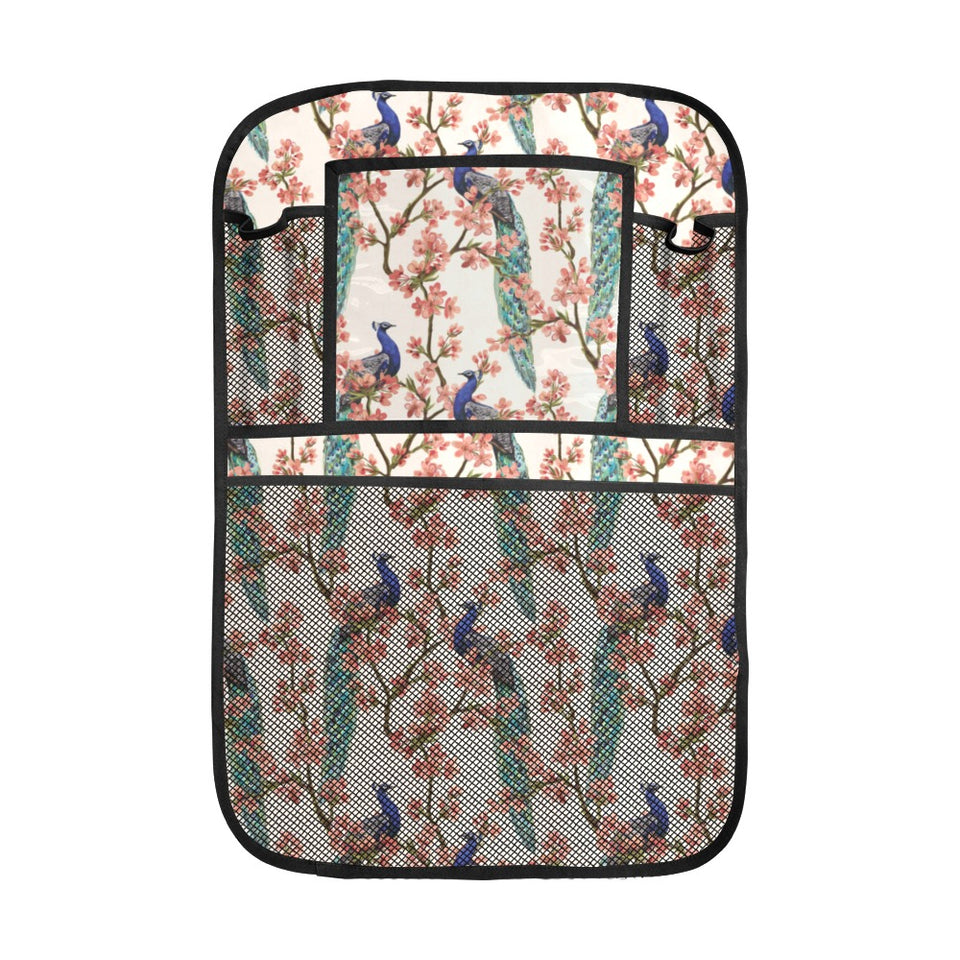 Peacock tropical flower pattern Car Seat Back Organizer