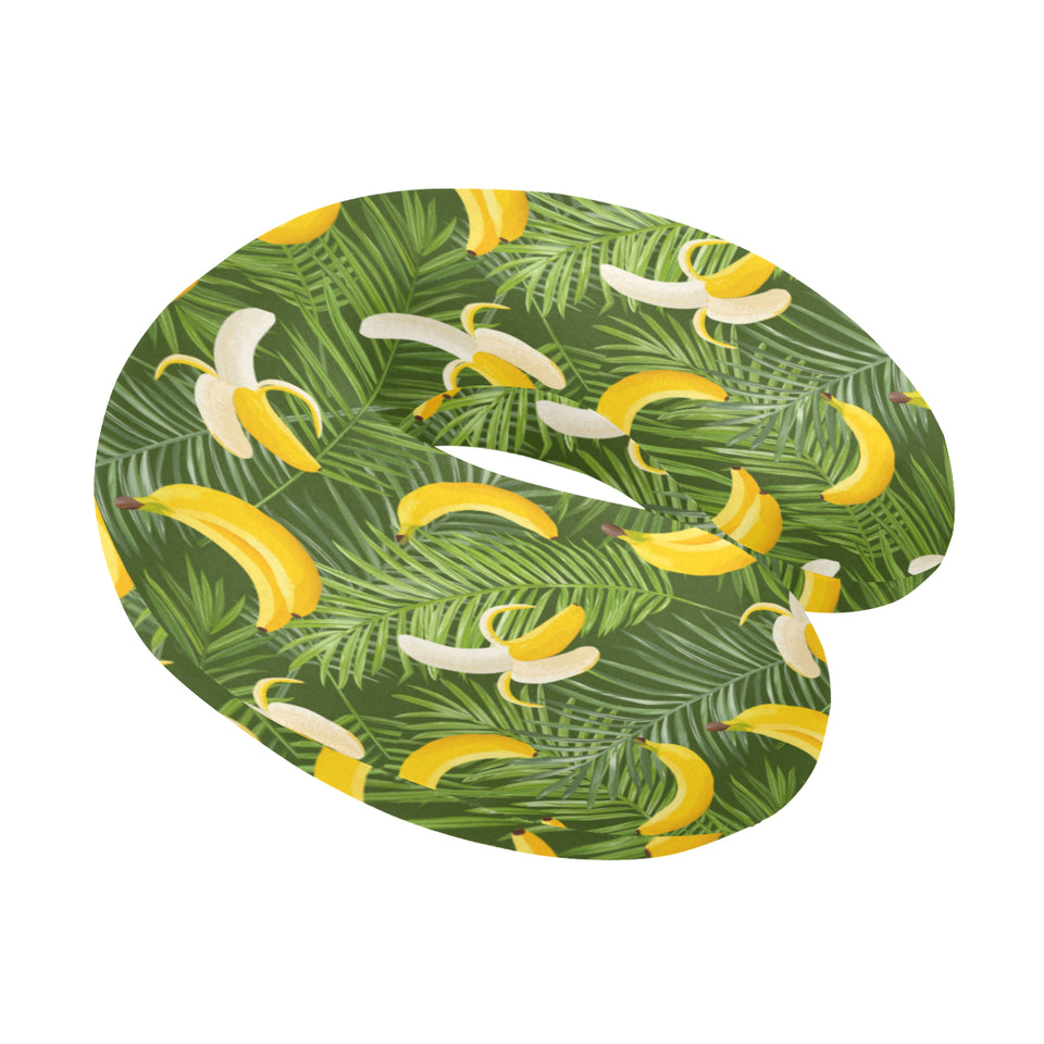 Banana Palm Leaves pattern U-Shaped Travel Neck Pillow