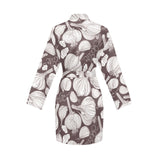 Garlic bulb dark background Women's Long Sleeve Belted Night Robe