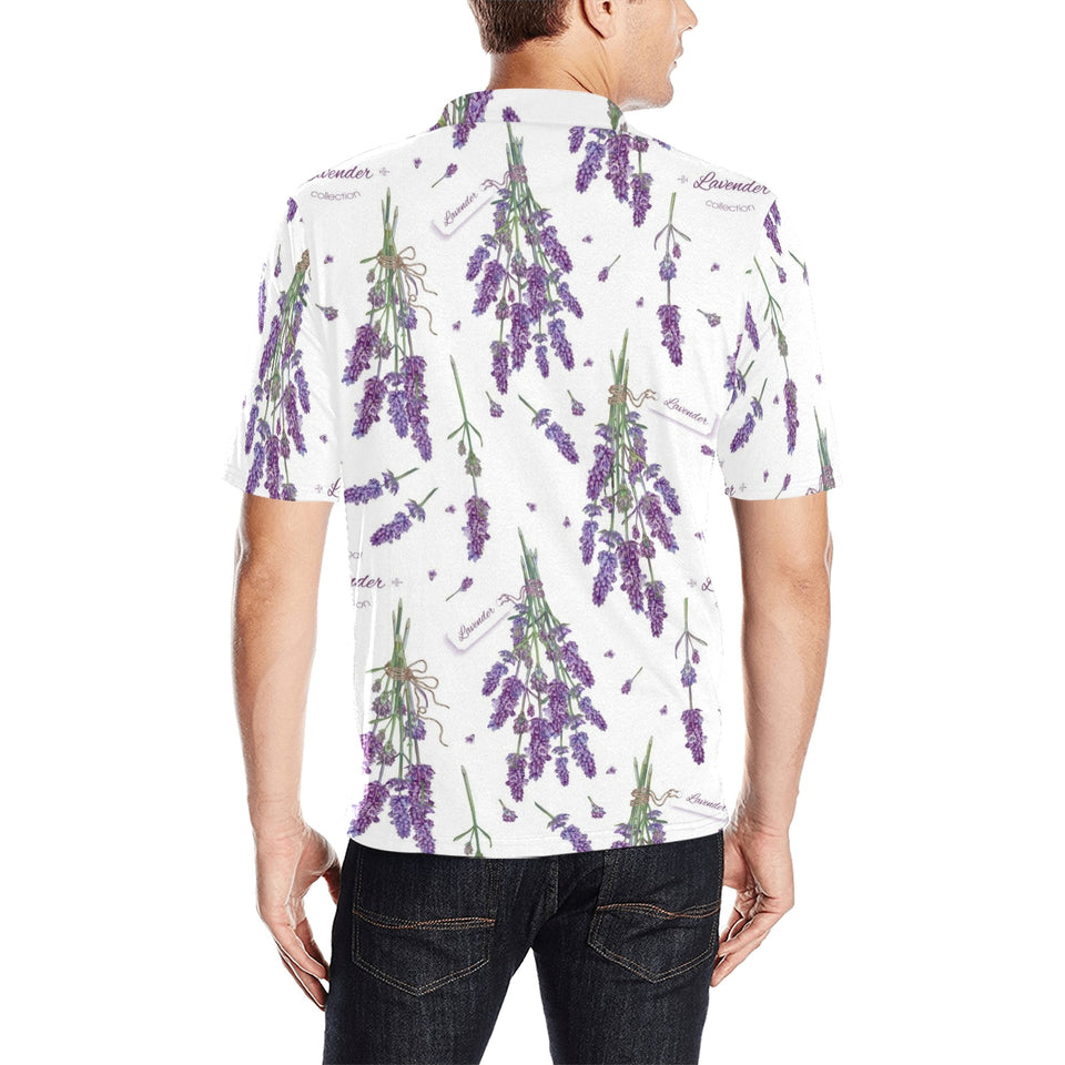 lavender flower design pattern Men's All Over Print Polo Shirt