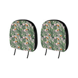 Toucan tropical green jungle palm pattern Car Headrest Cover