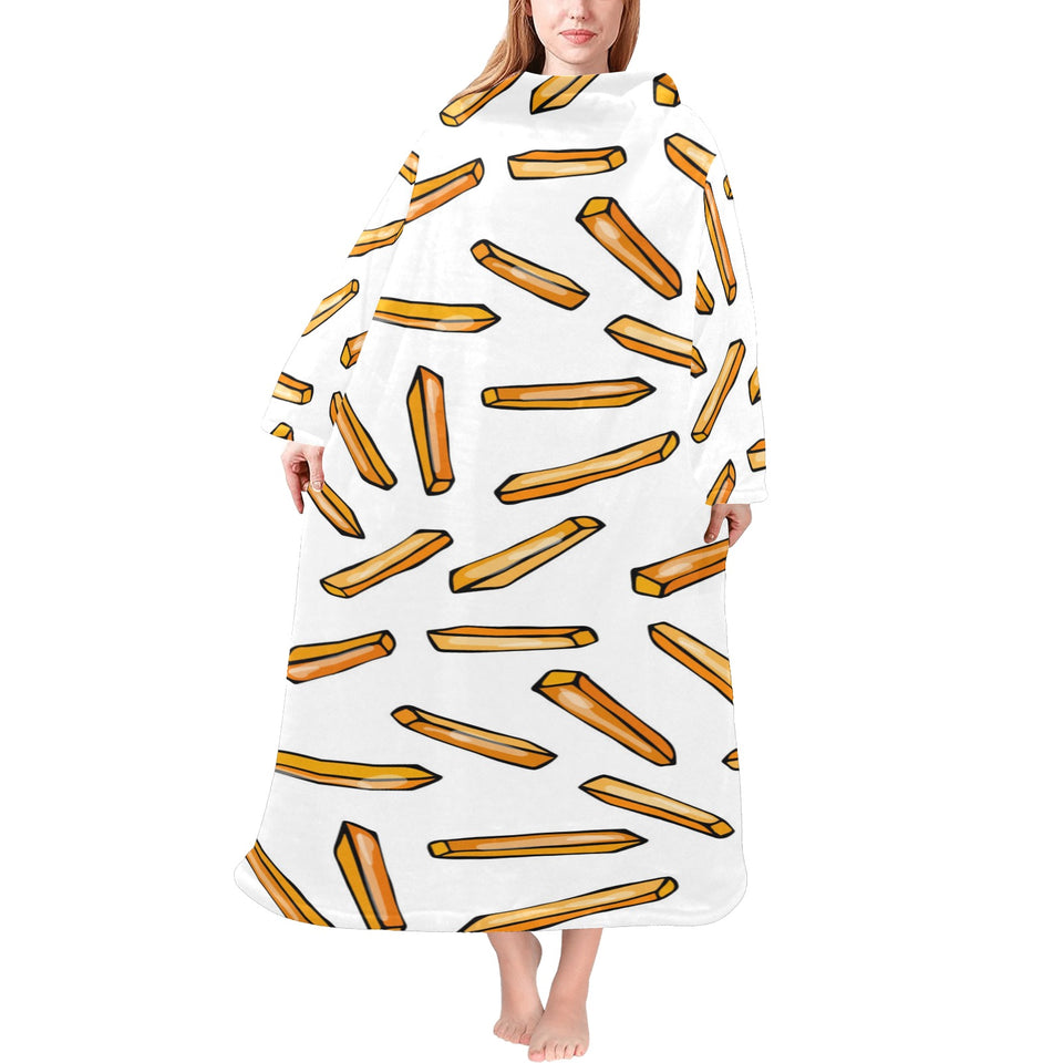 French fries potato pattern Blanket Robe with Sleeves
