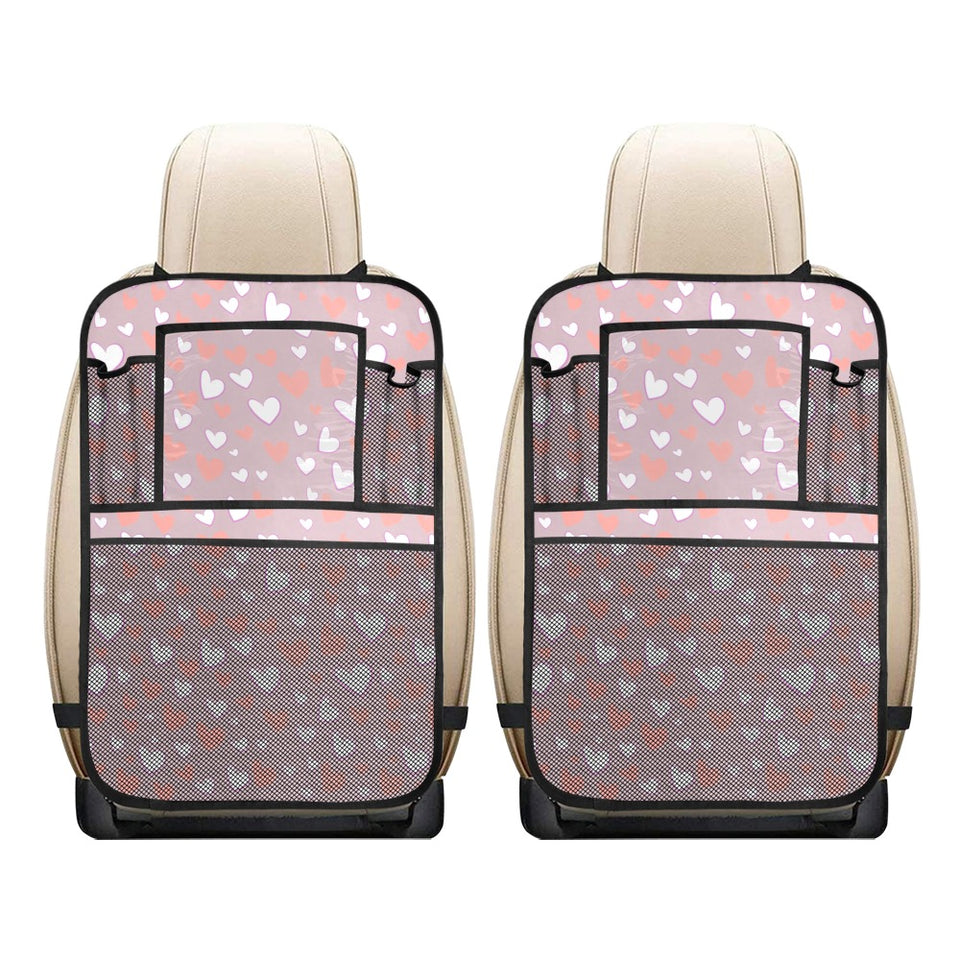 coral white heart pattern Car Seat Back Organizer