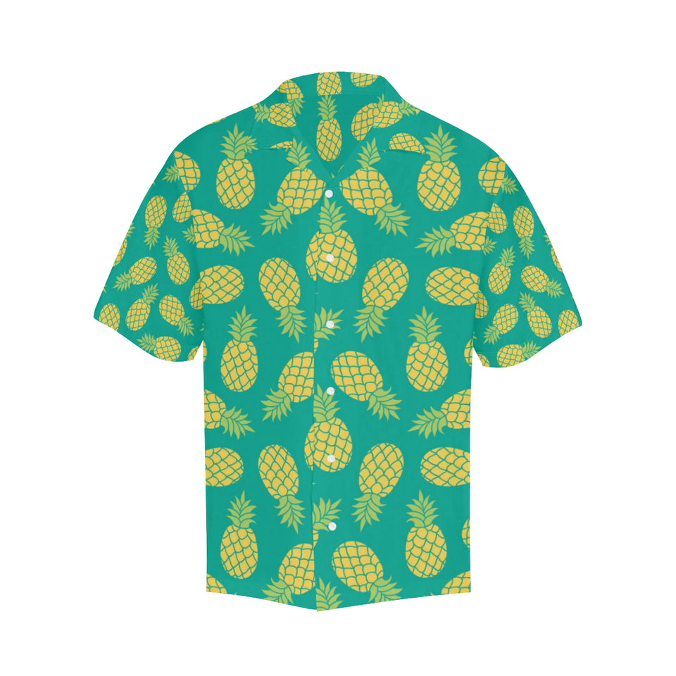 Pineapples pattern green background Men's All Over Print Hawaiian Shirt