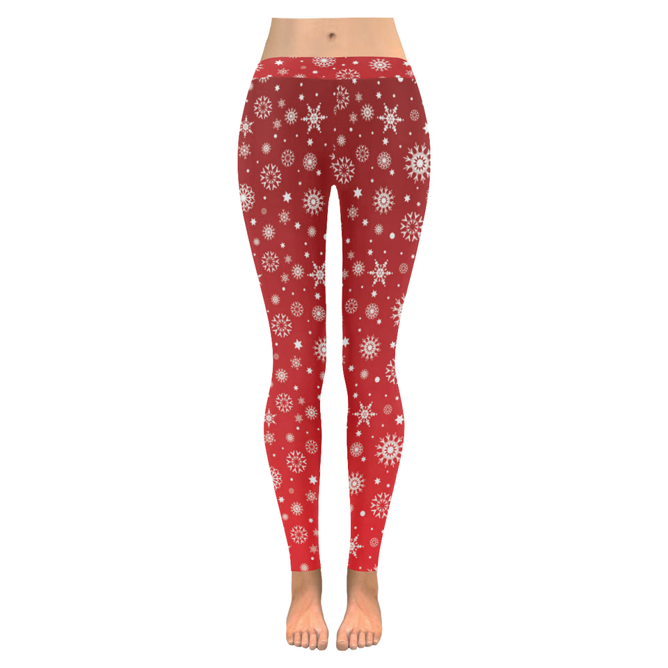 Snowflake pattern red background Women's Legging Fulfilled In US
