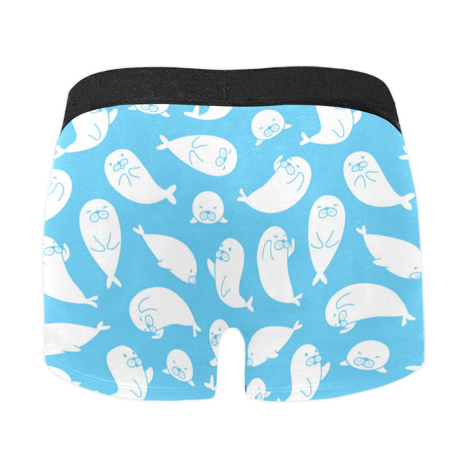 Cute white sea lion seals pattern Men's All Over Print Boxer Briefs Men's Underwear