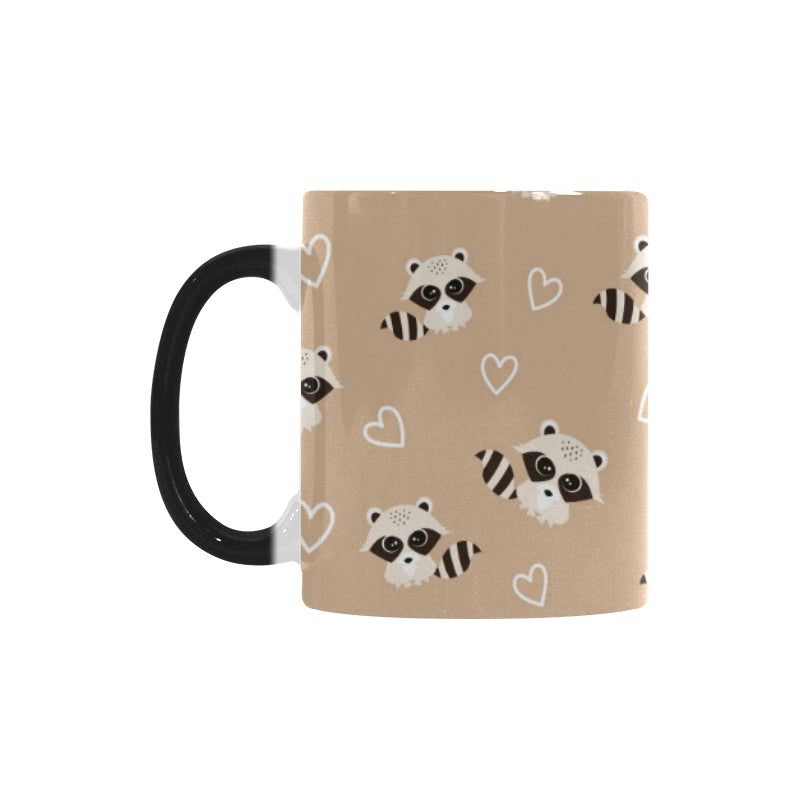 Cute raccoon heart pattern Morphing Mug Heat Changing Mug