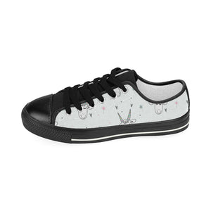 Cute goat design pattern Kids' Boys' Girls' Low Top Canvas Shoes Black