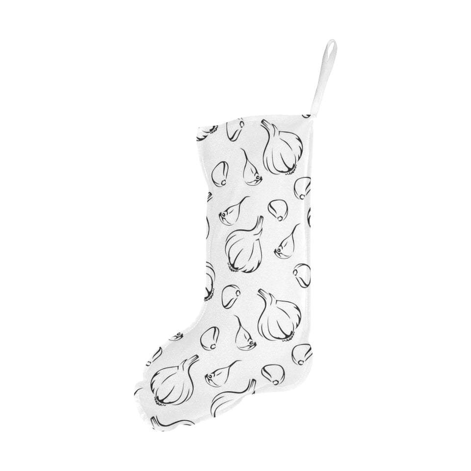 Garlic pattern black white Christmas Stocking