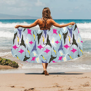 Stingray Pattern Print Design 01 Beach Towel