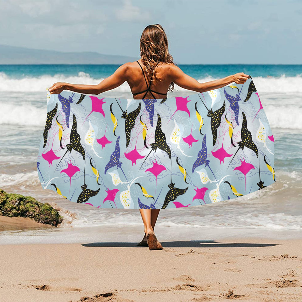 Stingray Pattern Print Design 01 Beach Towel