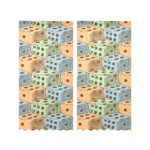Dice Pattern Print Design 05 Gauze Curtain