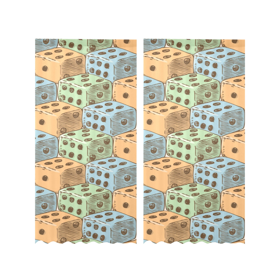 Dice Pattern Print Design 05 Gauze Curtain