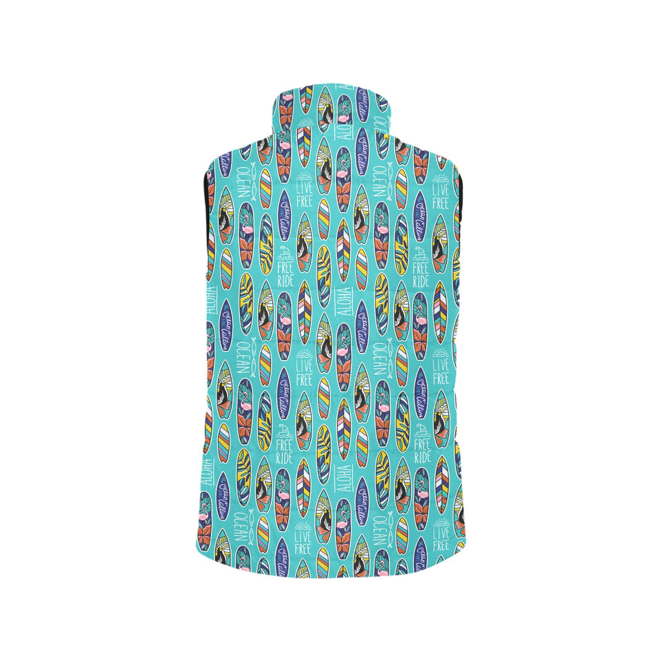 Surfboard Pattern Print Design 05 Women's Padded Vest