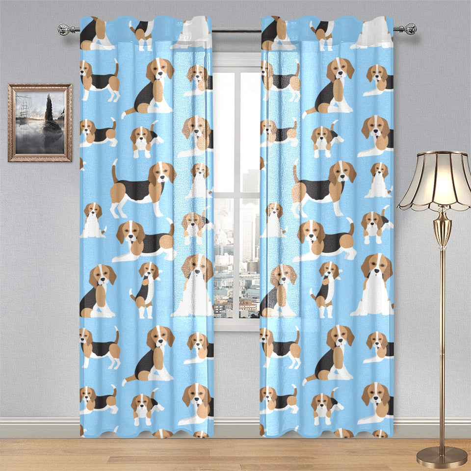 Beagle dog blue background pattern Gauze Curtain