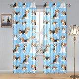 Beagle dog blue background pattern Gauze Curtain
