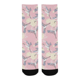 Japanese crane rose pattern Crew Socks