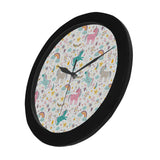 Colorful unicorn pattern Elegant Black Wall Clock