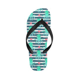 Cute octopuses heart striped background Unisex Flip Flops