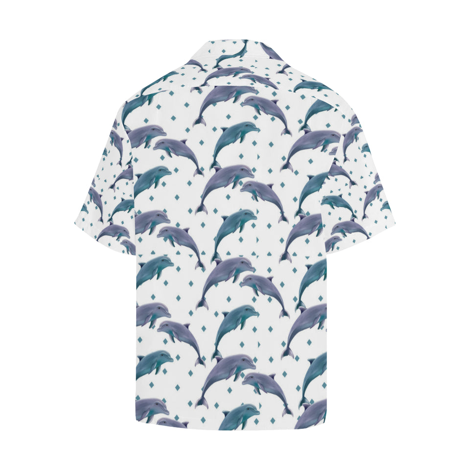 Dolphins pattern dotted background Men's All Over Print Hawaiian Shirt