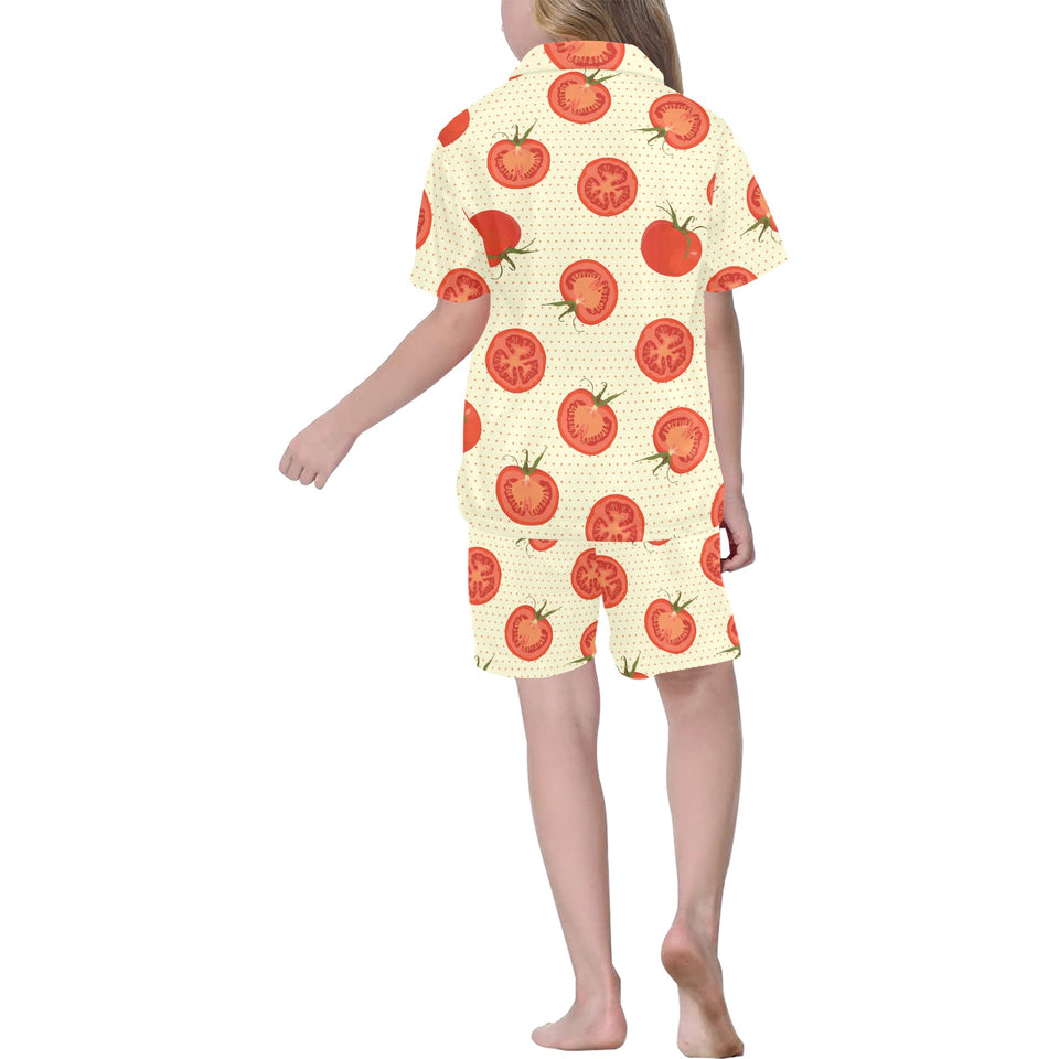 Tomato dot background Kids' Boys' Girls' V-Neck Short Pajama Set