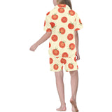 Tomato dot background Kids' Boys' Girls' V-Neck Short Pajama Set