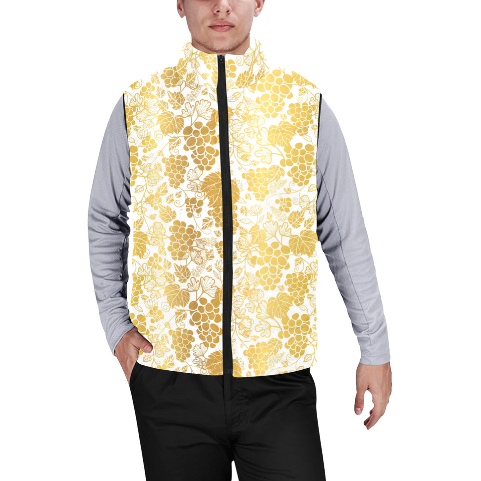 Gold grape pattern Men's Padded Vest