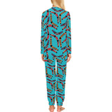Boomerang Australian aboriginal ornament blue back Women's All Over Print Pajama Set