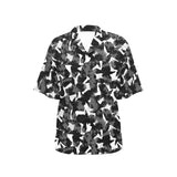Crow illustration pattern Women's All Over Print Hawaiian Shirt