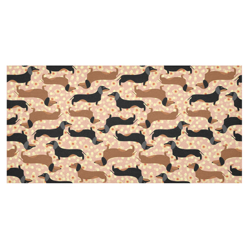 Dachshund floral background Tablecloth