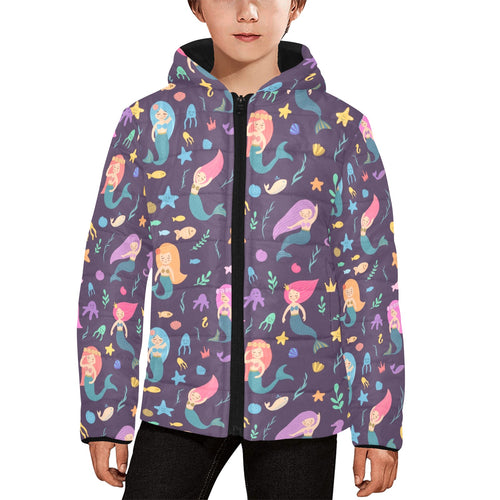 beautiful mermaid Fish jellyfish algae other marin Kids' Boys' Girls' Padded Hooded Jacket