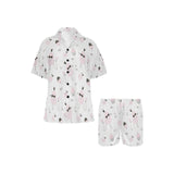 Poodle dog rose cake pattern Women's V-Neck Short Pajama Set