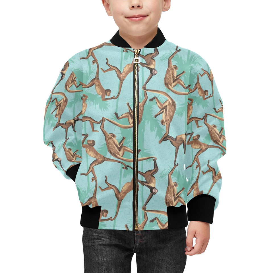 Monkey Palm tree background Kids' Boys' Girls' Bomber Jacket