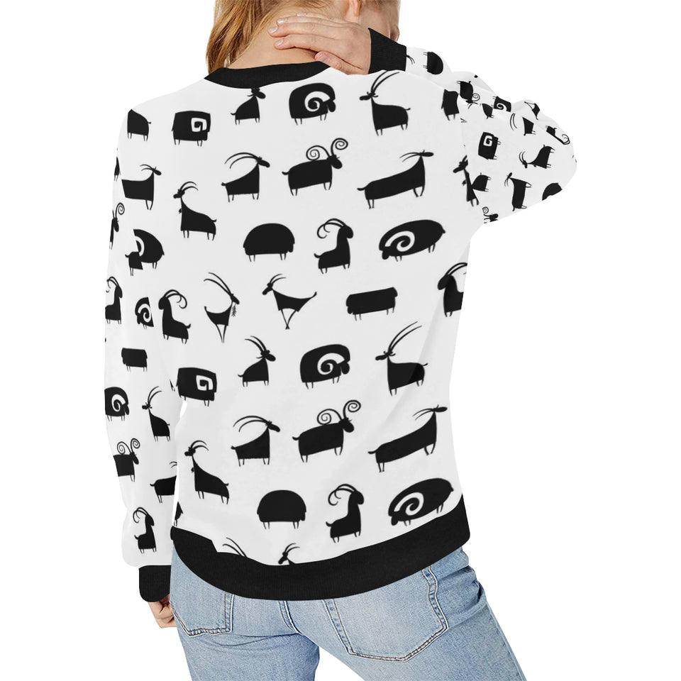 Goat ram pattern Women's Crew Neck Sweatshirt