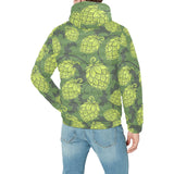 Hop pattern Hop cone background Men's Padded Hooded Jacket