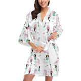 cute mermaid dolphin fish starfish pattern Women's Short Kimono Robe